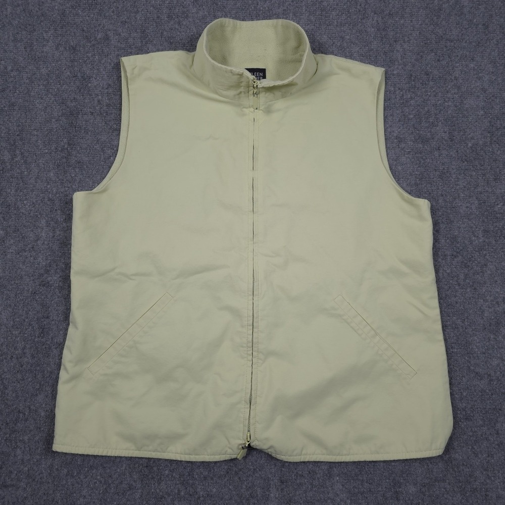 Eileen Fisher Vest Womens S Light Green Nylon with Fleece Lining 2 Way Full Zip